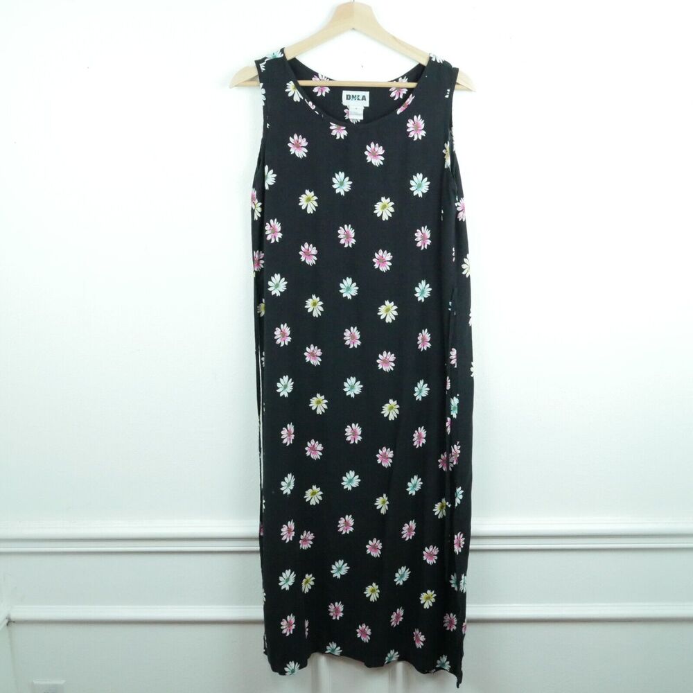 Vintage Black Floral Midi Dress